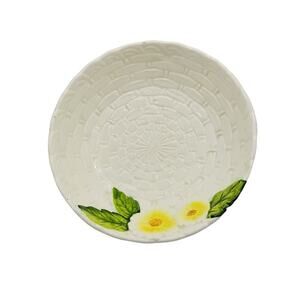 Vintage Geo Z Lefton Rustic Daisy Basket Weave 6.5" Soup Cereal Bowl #5565